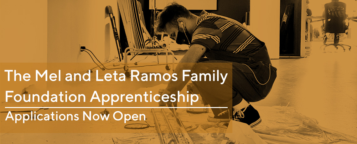 A web banner announcing that LACE is now seeking Applicants for the Mel and Leta Ramos Family Foundation Apprenticsehip
